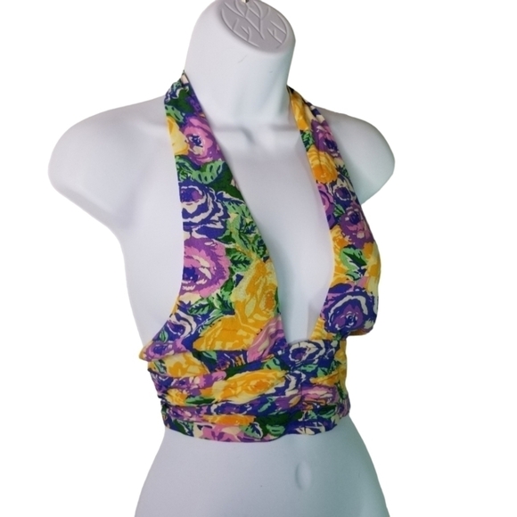 Zara floral halter smocked crop top - Picture 1 of 9